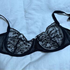 Vintage Simone Perele Paris Black‎ Lace Sheer Bra RARE